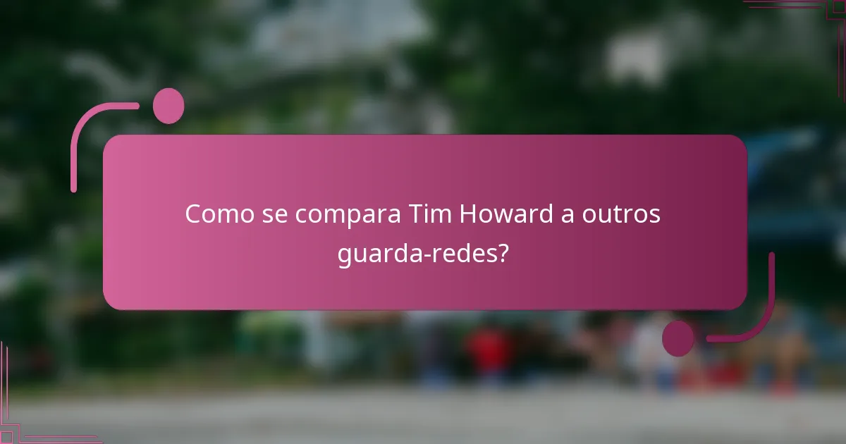 Como se compara Tim Howard a outros guarda-redes?